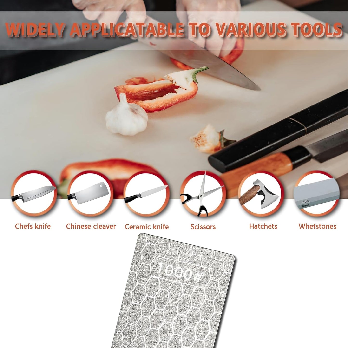 Diamond Sharpening Stone Flattening Stone Coarse or Fine Grit (320/1000/600/1200) with Non-Slip Base for Knives, Scissors & Tools (320 Grit - B)