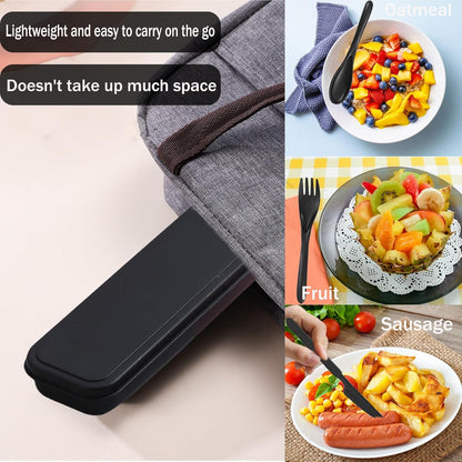 Wheat Straw Travel Cutlery Set with Case, Portable Reusable Flatware | BPA-free eco reusable tableware, dishwasher safe portable flatware for camping hiking picnic daily travel use