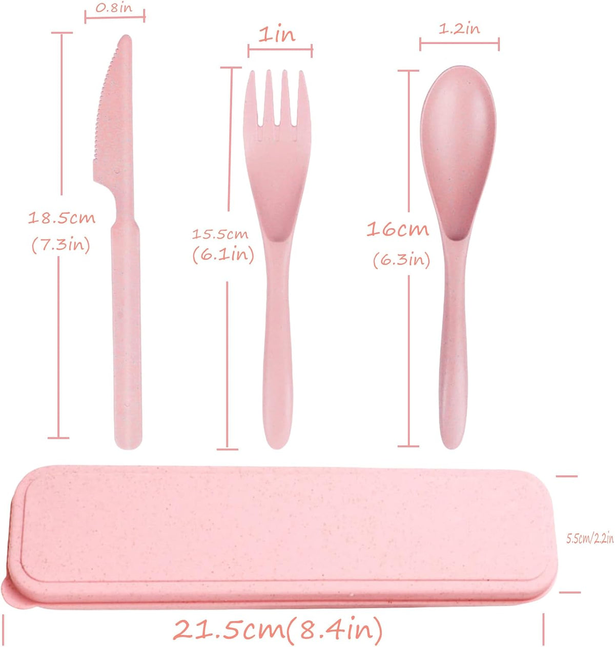Wheat Straw Travel Cutlery Set with Case, Portable Reusable Flatware | BPA-free eco reusable tableware, dishwasher safe portable flatware for camping hiking picnic daily travel use