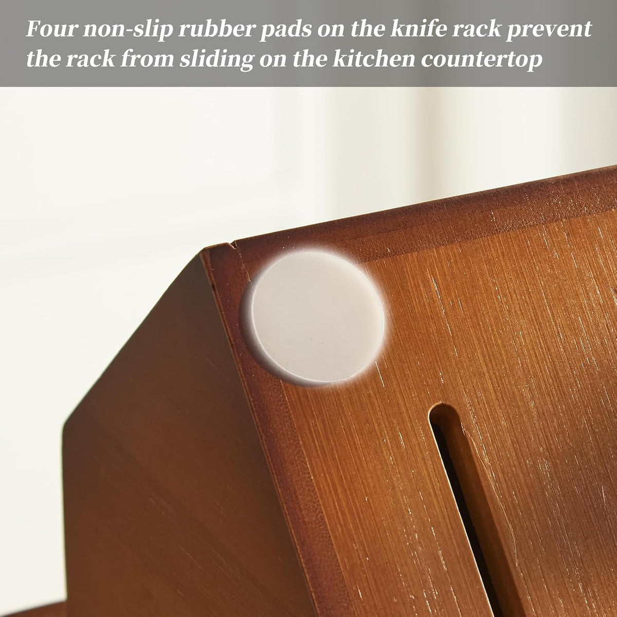 Knife Block Countertop Butcher's Knife Rack and Organizer 20 Slot Knife Holder Large Bamboo Knives Rack (Knife Not Included), Universal Knife Rack Strap