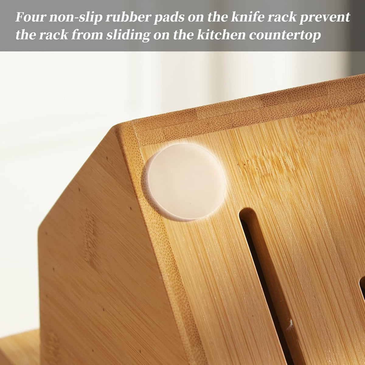 Knife Block Countertop Butcher's Knife Rack and Organizer 20 Slot Knife Holder Large Bamboo Knives Rack (Knife Not Included), Universal Knife Rack Strap