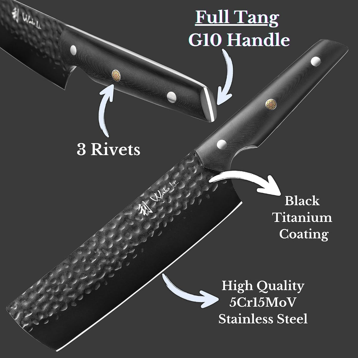 Yugen Nakiri Knife – 7.1-Inch Professional Japanese Vegetable Knife | 5Cr15MoV Stainless Steel Blade with Black Titanium Coating | Ergonomic G10 Handle | Premium Kitchen Knife in Gift Box