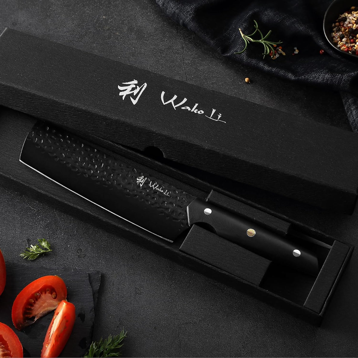 Yugen Nakiri Knife – 7.1-Inch Professional Japanese Vegetable Knife | 5Cr15MoV Stainless Steel Blade with Black Titanium Coating | Ergonomic G10 Handle | Premium Kitchen Knife in Gift Box