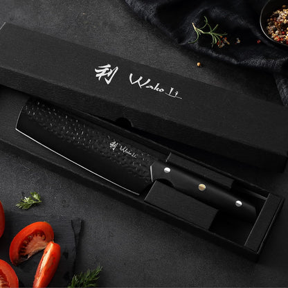 Yugen Nakiri Knife – 7.1-Inch Professional Japanese Vegetable Knife | 5Cr15MoV Stainless Steel Blade with Black Titanium Coating | Ergonomic G10 Handle | Premium Kitchen Knife in Gift Box