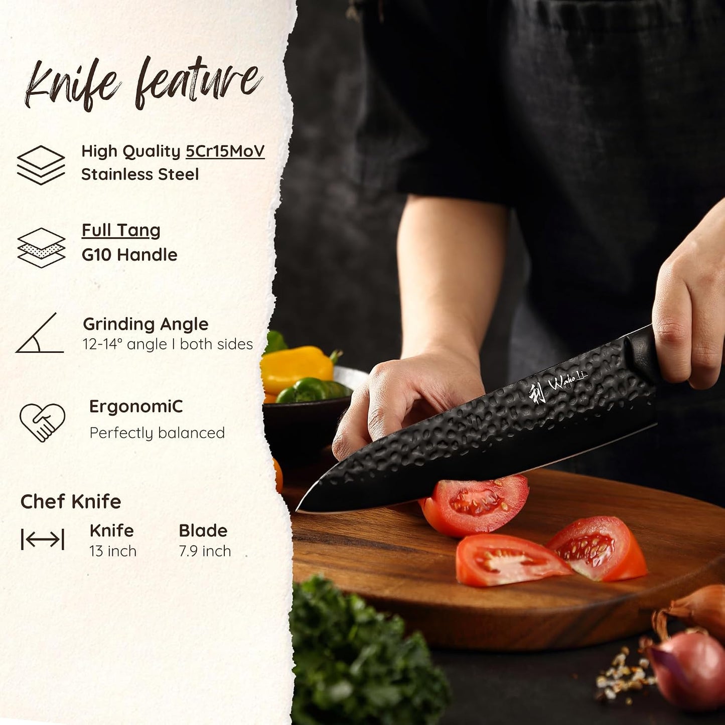 Yugen Nakiri Knife – 7.1-Inch Professional Japanese Vegetable Knife | 5Cr15MoV Stainless Steel Blade with Black Titanium Coating | Ergonomic G10 Handle | Premium Kitchen Knife in Gift Box