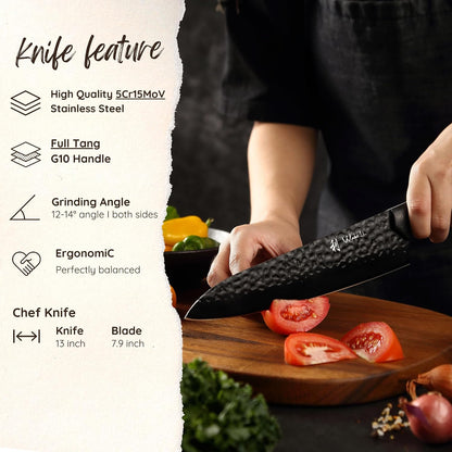 Yugen Nakiri Knife – 7.1-Inch Professional Japanese Vegetable Knife | 5Cr15MoV Stainless Steel Blade with Black Titanium Coating | Ergonomic G10 Handle | Premium Kitchen Knife in Gift Box