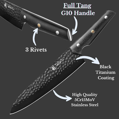 Yugen Nakiri Knife – 7.1-Inch Professional Japanese Vegetable Knife | 5Cr15MoV Stainless Steel Blade with Black Titanium Coating | Ergonomic G10 Handle | Premium Kitchen Knife in Gift Box