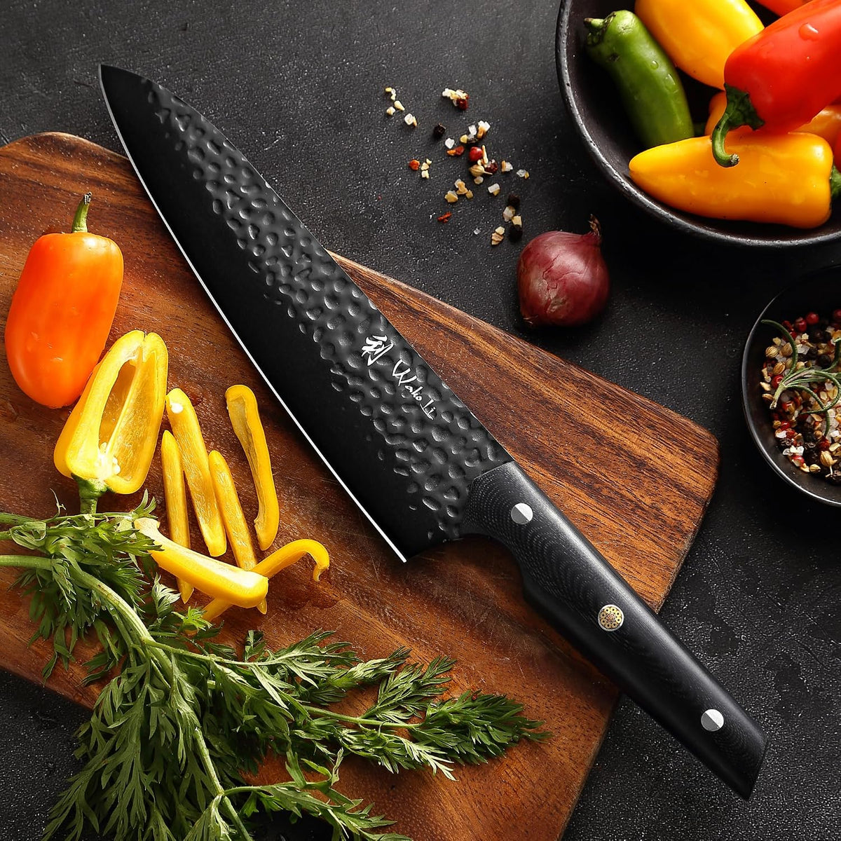 Yugen Nakiri Knife – 7.1-Inch Professional Japanese Vegetable Knife | 5Cr15MoV Stainless Steel Blade with Black Titanium Coating | Ergonomic G10 Handle | Premium Kitchen Knife in Gift Box