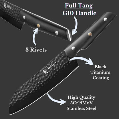 Yugen Nakiri Knife – 7.1-Inch Professional Japanese Vegetable Knife | 5Cr15MoV Stainless Steel Blade with Black Titanium Coating | Ergonomic G10 Handle | Premium Kitchen Knife in Gift Box
