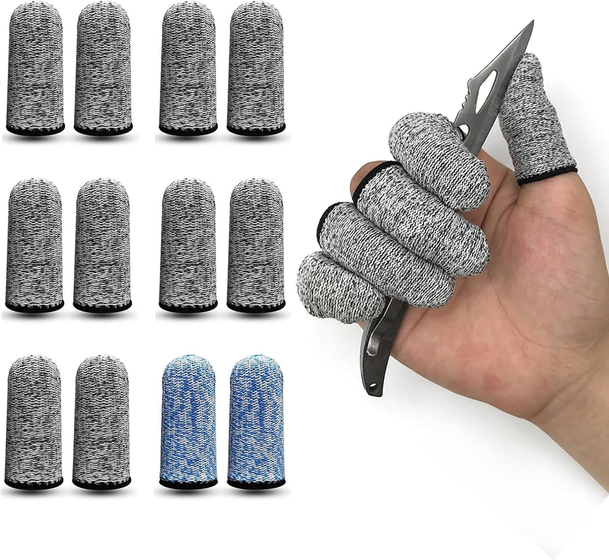 12 PCS Cut Resistant Finger Cots Protector Finger Sleeve Protectors Reusable Finger Guards Finger Covers Protection Cots for Kitchen,Work, Sculpture, Anti-Slip, Reusable,Gloves Life Extender
