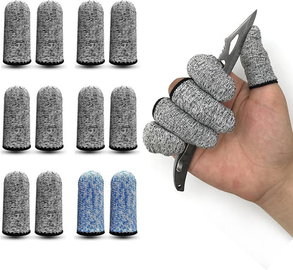12 PCS Cut Resistant Finger Cots Protector Finger Sleeve Protectors Reusable Finger Guards Finger Covers Protection Cots for Kitchen,Work, Sculpture, Anti-Slip, Reusable,Gloves Life Extender