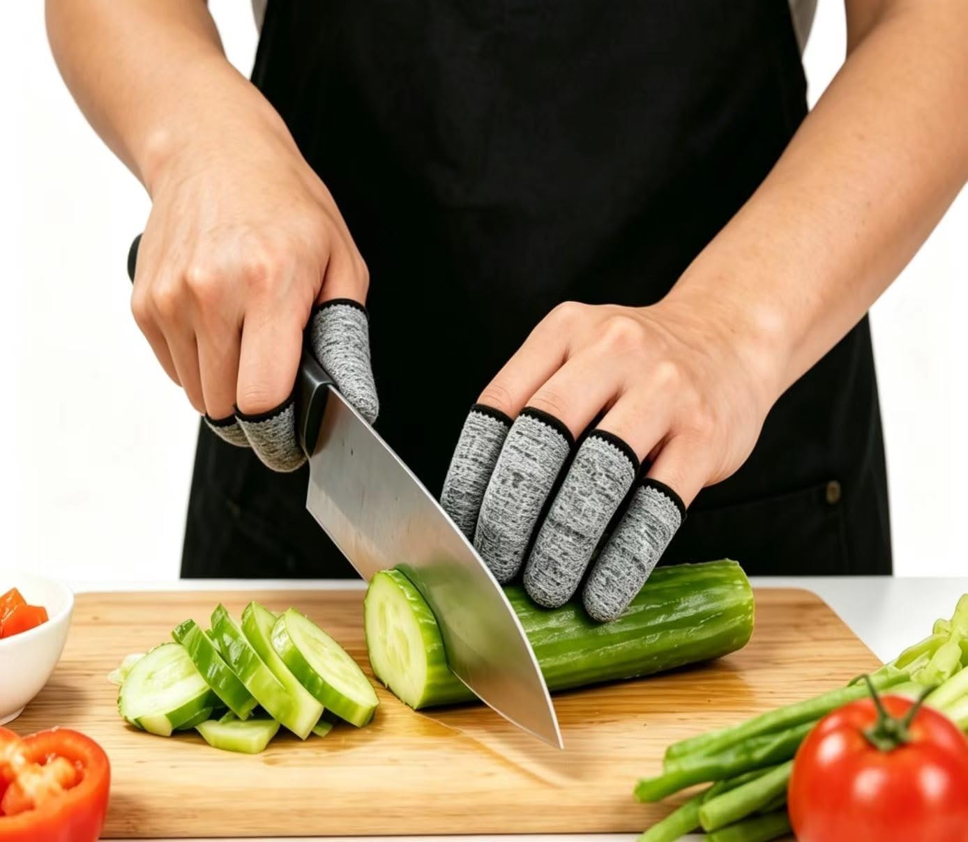 12 PCS Cut Resistant Finger Cots Protector Finger Sleeve Protectors Reusable Finger Guards Finger Covers Protection Cots for Kitchen,Work, Sculpture, Anti-Slip, Reusable,Gloves Life Extender
