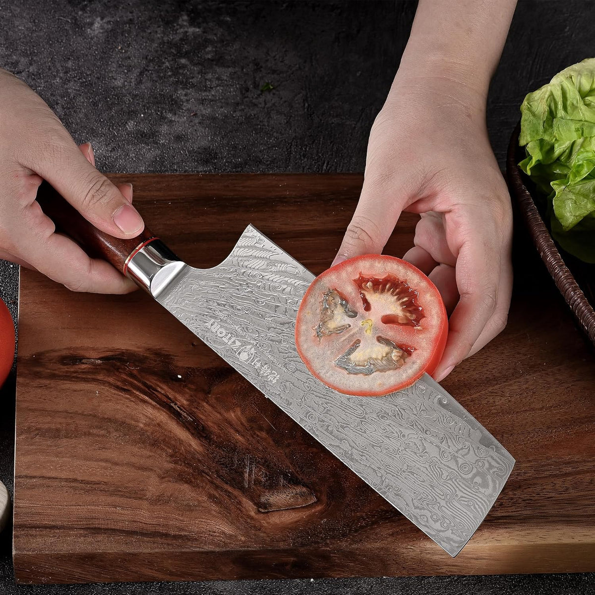 Nakiri Knife 7", Japanese Usuba, 73-Layer 10Cr15CoMoV Core, Acid-Washed Finish, Burmese Rosewood Handle, Professional Kitchen Knife for Home & Restaurant, Gift Package