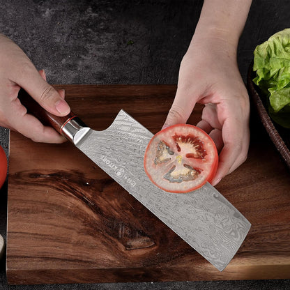 Nakiri Knife 7", Japanese Usuba, 73-Layer 10Cr15CoMoV Core, Acid-Washed Finish, Burmese Rosewood Handle, Professional Kitchen Knife for Home & Restaurant, Gift Package