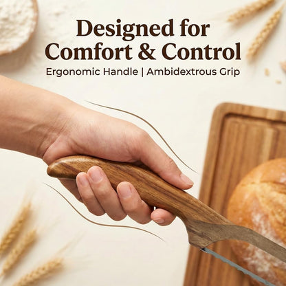 Manual Bread Slicer Set with Bow Knife & Crumb Tray Board - Universal Sourdough Cutter for Homemade Bread, Baguettes, Bagels