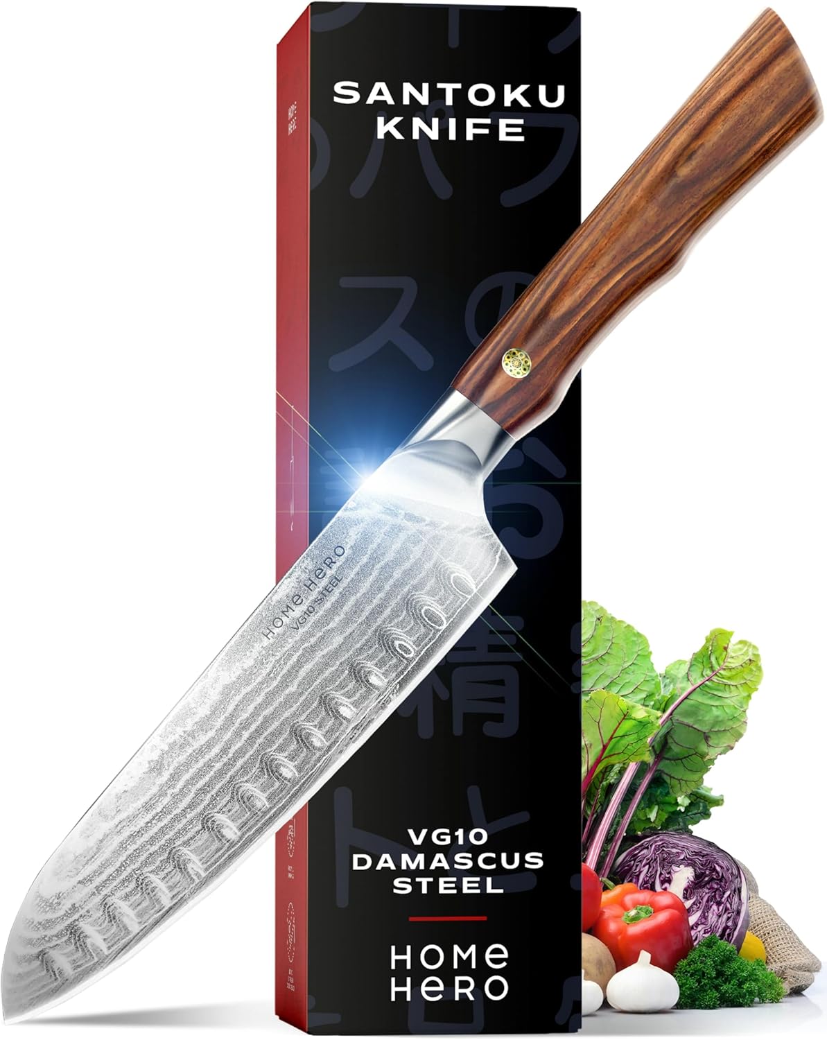 2 Pcs Santoku Knife with Sheath - High Carbon Stainless Steel Chopping Knife with Ergonomic Handle - Razor-Sharp Multi-Purpose Kitchen Knife for Chopping Vegetable and Cooking (Black)