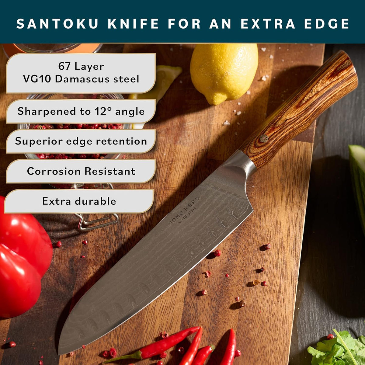 2 Pcs Santoku Knife with Sheath - High Carbon Stainless Steel Chopping Knife with Ergonomic Handle - Razor-Sharp Multi-Purpose Kitchen Knife for Chopping Vegetable and Cooking (Black)