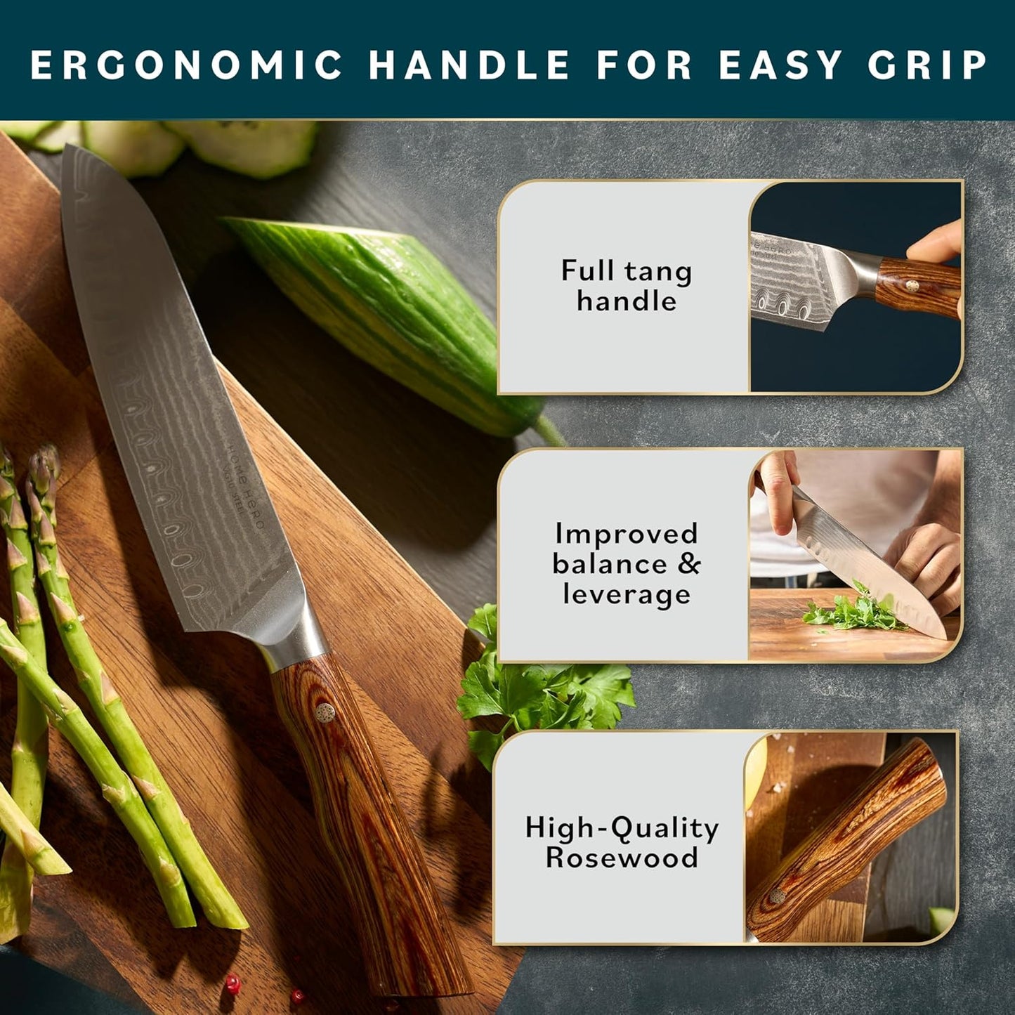 2 Pcs Santoku Knife with Sheath - High Carbon Stainless Steel Chopping Knife with Ergonomic Handle - Razor-Sharp Multi-Purpose Kitchen Knife for Chopping Vegetable and Cooking (Black)