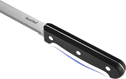 Serrated-Bread Knife 10 Inch, Black | Full-Tang and Triple Rivet, Stainless Sharp Wavy Edge, Wide Bread Cutter