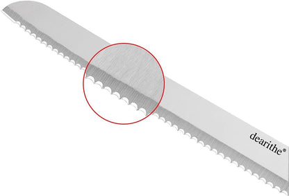 Serrated-Bread Knife 10 Inch, Black | Full-Tang and Triple Rivet, Stainless Sharp Wavy Edge, Wide Bread Cutter