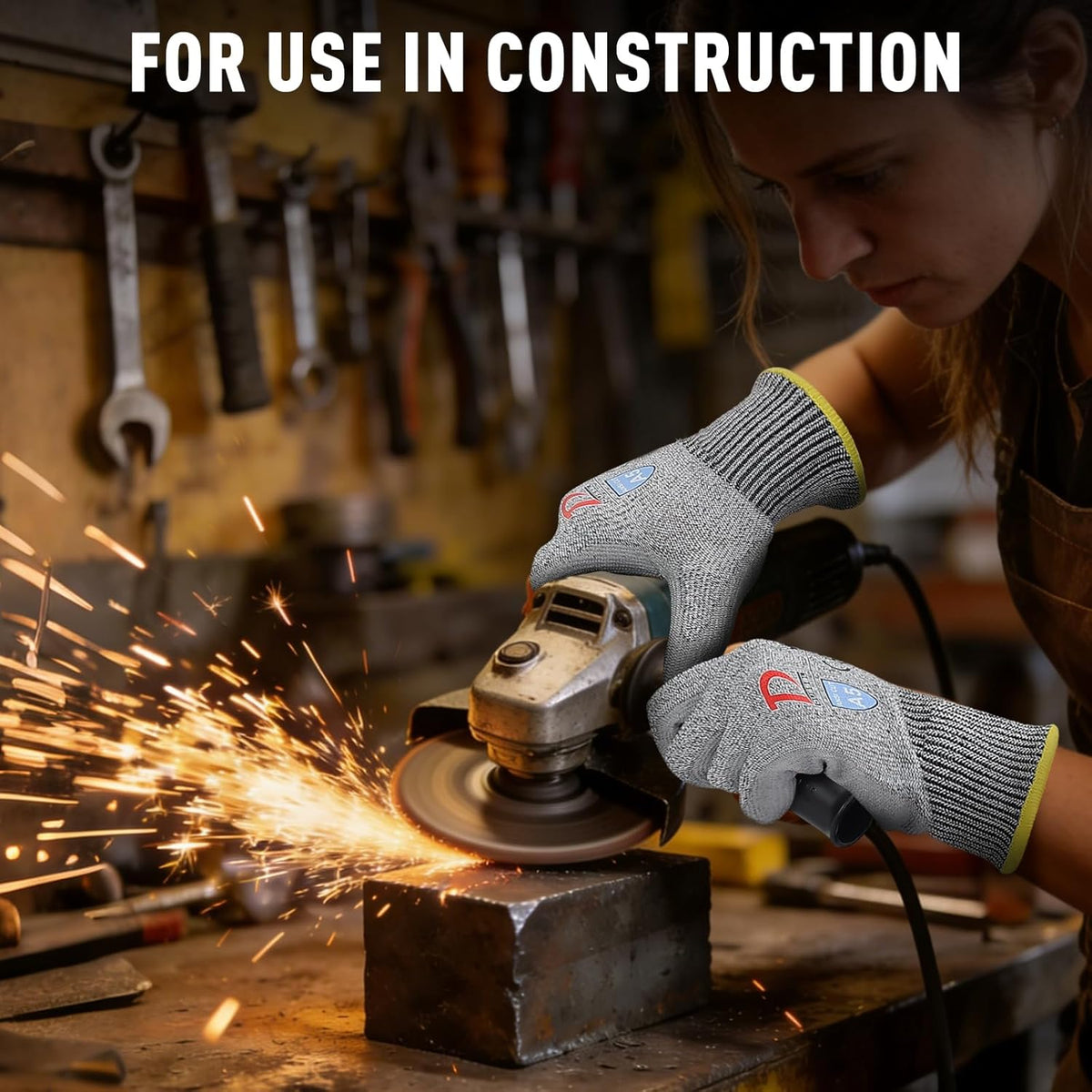 ANSI A5 Cut Resistant Glove, 12 pairs, Cut Proof Gloves with PU Coating and steel reinforcement, Touch-Screen Compatible, Used for Metal Fabrication, Mechanic, Gardening, Thin & Lightweight, XX-Large