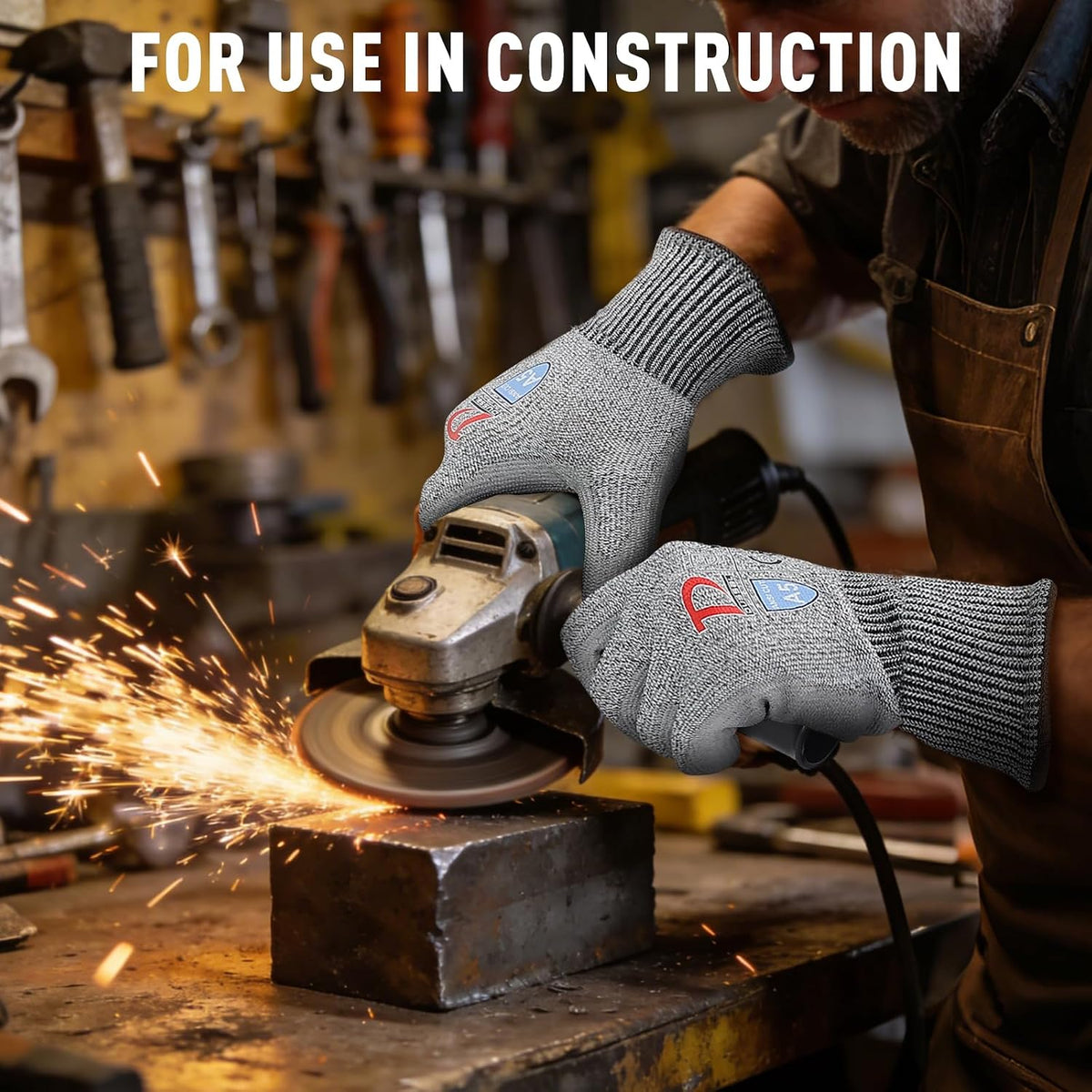 ANSI A5 Cut Resistant Glove, 12 pairs, Cut Proof Gloves with PU Coating and steel reinforcement, Touch-Screen Compatible, Used for Metal Fabrication, Mechanic, Gardening, Thin & Lightweight, XX-Large