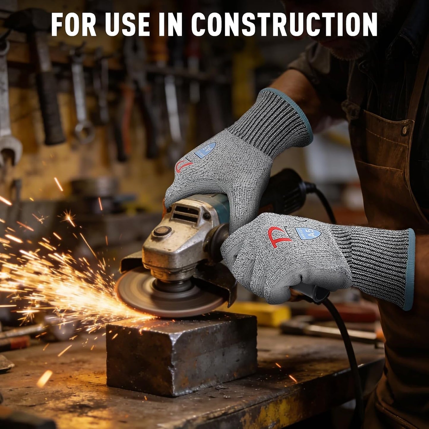 ANSI A5 Cut Resistant Glove, 12 pairs, Cut Proof Gloves with PU Coating and steel reinforcement, Touch-Screen Compatible, Used for Metal Fabrication, Mechanic, Gardening, Thin & Lightweight, XX-Large