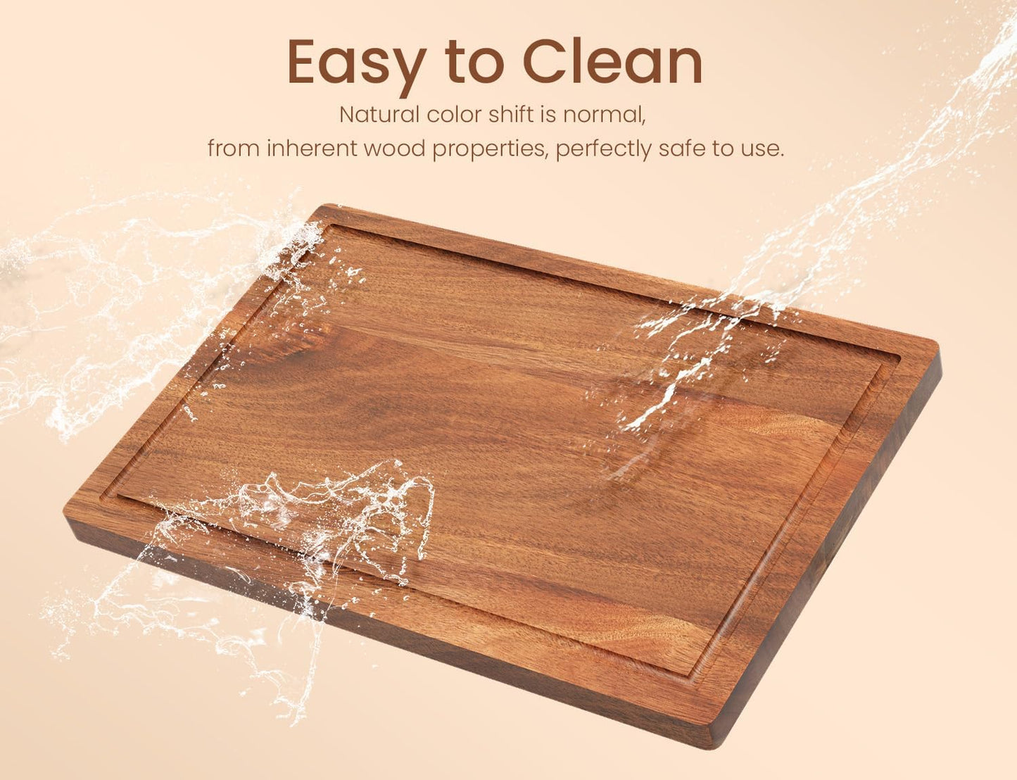 Set of 3 Acacia Wood Cutting Board Set,Wooden Chopping Boards with Juice Groove and Stand Holder for Kitchen,Butcher Block for Meat,Vegetables, Fruit