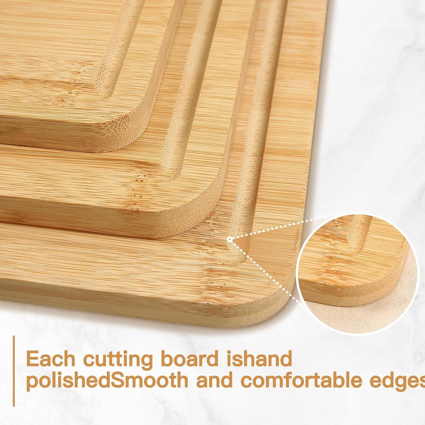 3PCS Bamboo & Titanium Cutting Board Set – Double-Sided, Durable Chopping Boards for Kitchen Prep – Includes Handles, 3 Sizes for Vegetables, Fruits, Cheese & More