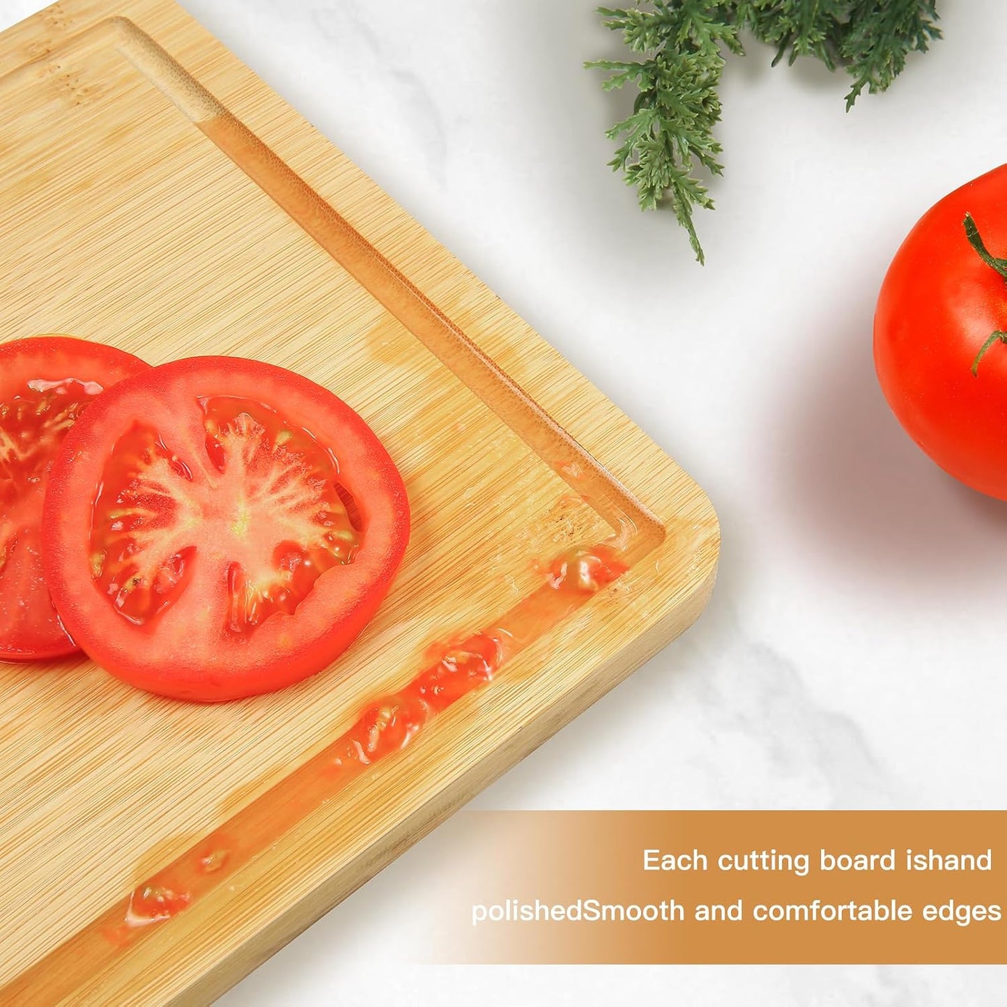 3PCS Bamboo & Titanium Cutting Board Set – Double-Sided, Durable Chopping Boards for Kitchen Prep – Includes Handles, 3 Sizes for Vegetables, Fruits, Cheese & More
