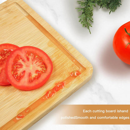 3PCS Bamboo & Titanium Cutting Board Set – Double-Sided, Durable Chopping Boards for Kitchen Prep – Includes Handles, 3 Sizes for Vegetables, Fruits, Cheese & More