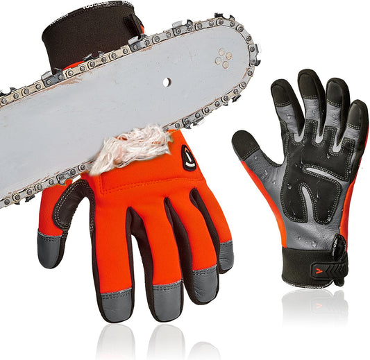 ... Chainsaw Cut Resistant Gloves,Level A5,12-Layer Protection on Both Hands Back,Cow Leather