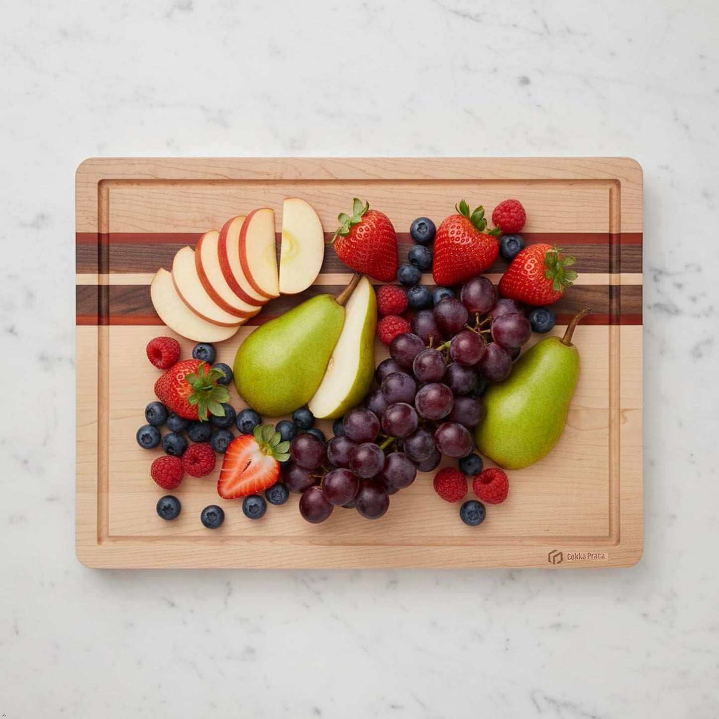 Maple Cutting Board | Hard Wood Cutting Board for Kitchen | Wooden Serving Board with Holder | Made of Maple/Black Walnut/Rosewood | Striking Visual Wood Grain | Gift for Dad, Mom, Grandpa