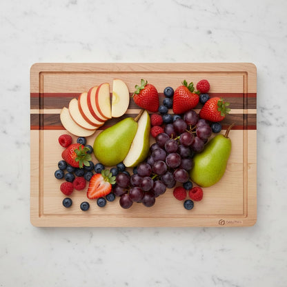 Maple Cutting Board | Hard Wood Cutting Board for Kitchen | Wooden Serving Board with Holder | Made of Maple/Black Walnut/Rosewood | Striking Visual Wood Grain | Gift for Dad, Mom, Grandpa