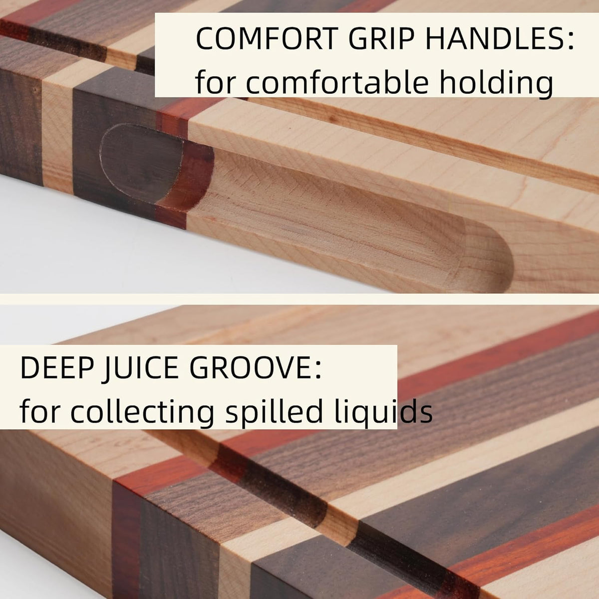 Maple Cutting Board | Hard Wood Cutting Board for Kitchen | Wooden Serving Board with Holder | Made of Maple/Black Walnut/Rosewood | Striking Visual Wood Grain | Gift for Dad, Mom, Grandpa