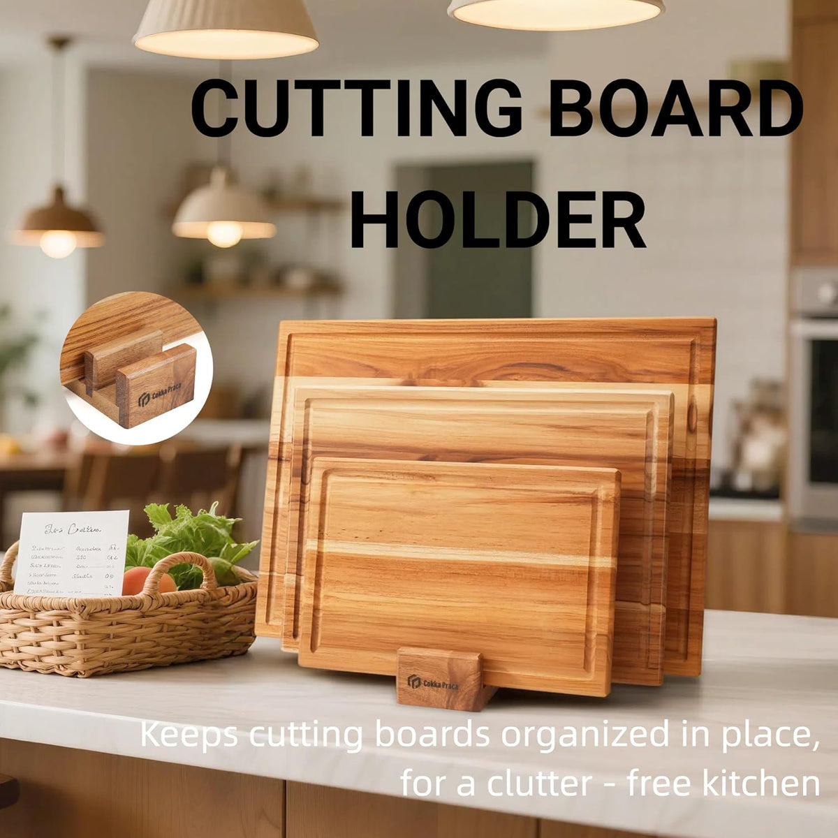 Maple Cutting Board | Hard Wood Cutting Board for Kitchen | Wooden Serving Board with Holder | Made of Maple/Black Walnut/Rosewood | Striking Visual Wood Grain | Gift for Dad, Mom, Grandpa