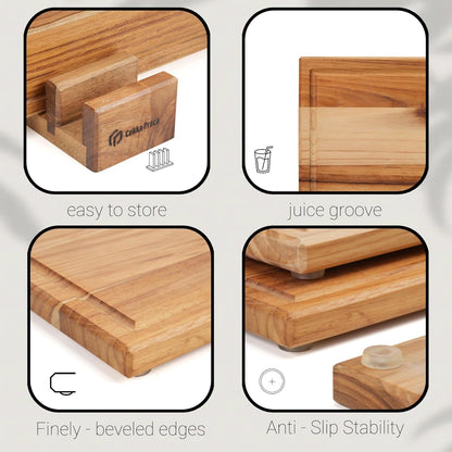 Maple Cutting Board | Hard Wood Cutting Board for Kitchen | Wooden Serving Board with Holder | Made of Maple/Black Walnut/Rosewood | Striking Visual Wood Grain | Gift for Dad, Mom, Grandpa