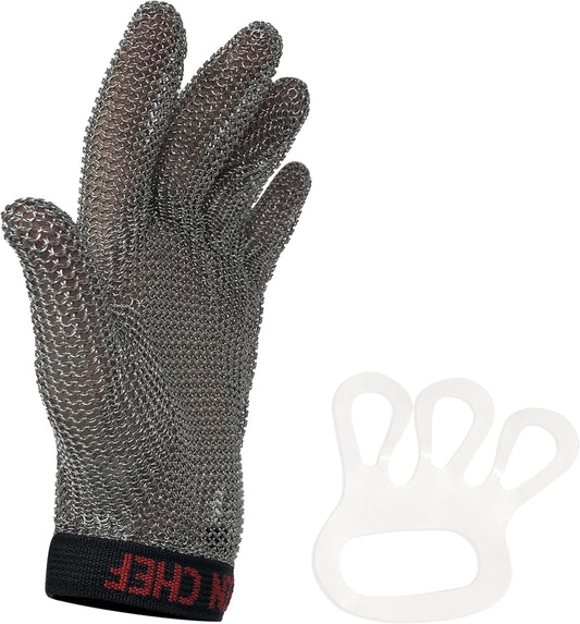 KLEEN CHEF Stainless Steel Cut Resistant Gloves | Heavy Duty, Butcher Glove for Cutting Meat, Fishing, Chopping, Shredding