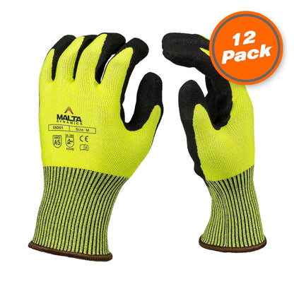 Safety Work Protective Gloves – Mens Work Gloves with ANSI Cut Level A5 Protection, Touchscreen Compatible, OSHA and ANSI Compliant (Medium, 12 Pair)