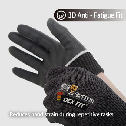 Level A8 Steel Cut Resistant Gloves Cru953, 3D-Comfort Stretchy Fit, Power Grip, Thin, Touch-Screen Compatible, Durable, Machine Washable; Steel Blue M 1 Pair