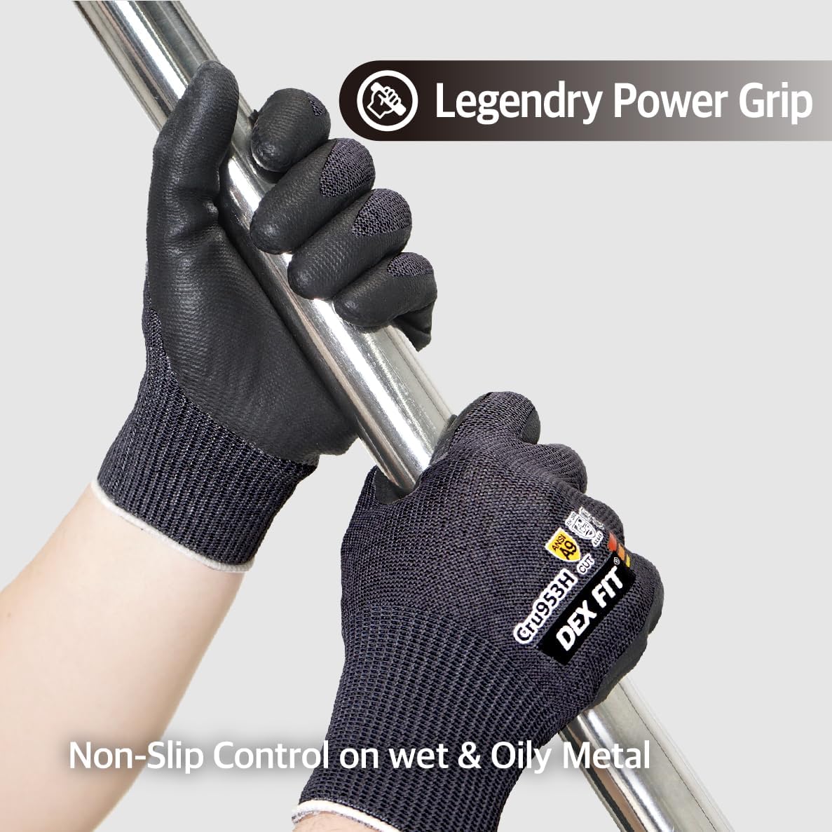 Level A8 Steel Cut Resistant Gloves Cru953, 3D-Comfort Stretchy Fit, Power Grip, Thin, Touch-Screen Compatible, Durable, Machine Washable; Steel Blue M 1 Pair