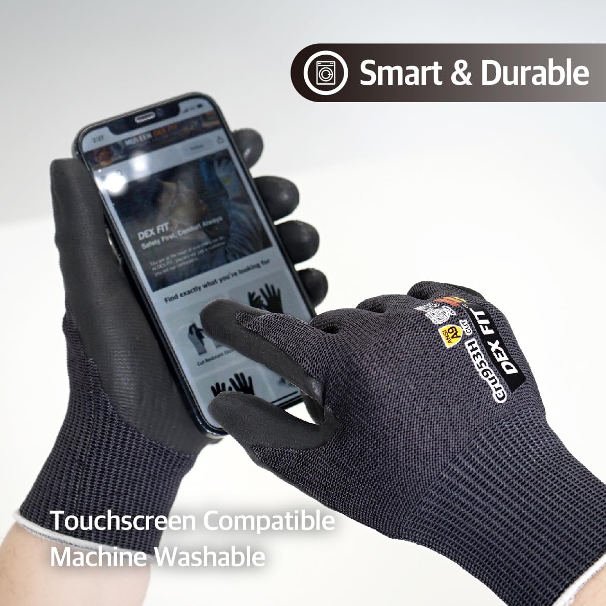 Level A8 Steel Cut Resistant Gloves Cru953, 3D-Comfort Stretchy Fit, Power Grip, Thin, Touch-Screen Compatible, Durable, Machine Washable; Steel Blue M 1 Pair
