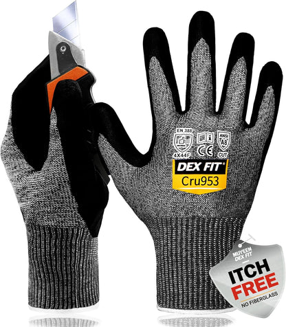 Level A8 Steel Cut Resistant Gloves Cru953, 3D-Comfort Stretchy Fit, Power Grip, Thin, Touch-Screen Compatible, Durable, Machine Washable; Steel Blue M 1 Pair