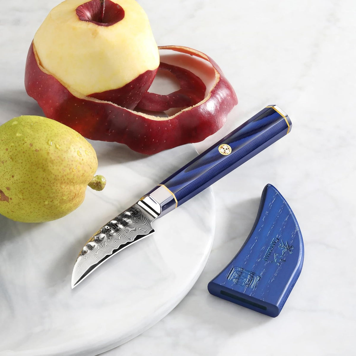 Cangshan KITA Series 2.5 in Peeling Knife with Sheath, High-Carbon X-7 Damascus Steel, 503879