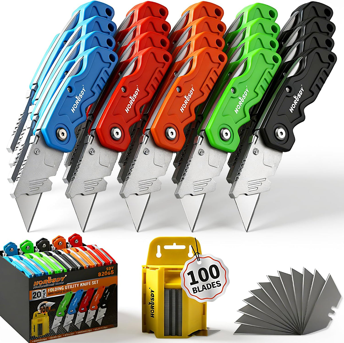 4-Pack Box Cutter Utility Knife, Heavy Duty Aluminum Shell Retractable Box Cutter for Cardboard, Boxes and Cartons, Extra 10 Blades