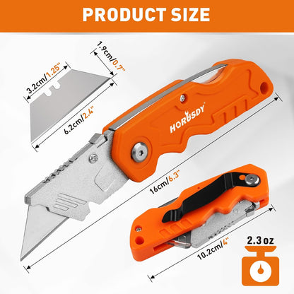 4-Pack Box Cutter Utility Knife, Heavy Duty Aluminum Shell Retractable Box Cutter for Cardboard, Boxes and Cartons, Extra 10 Blades