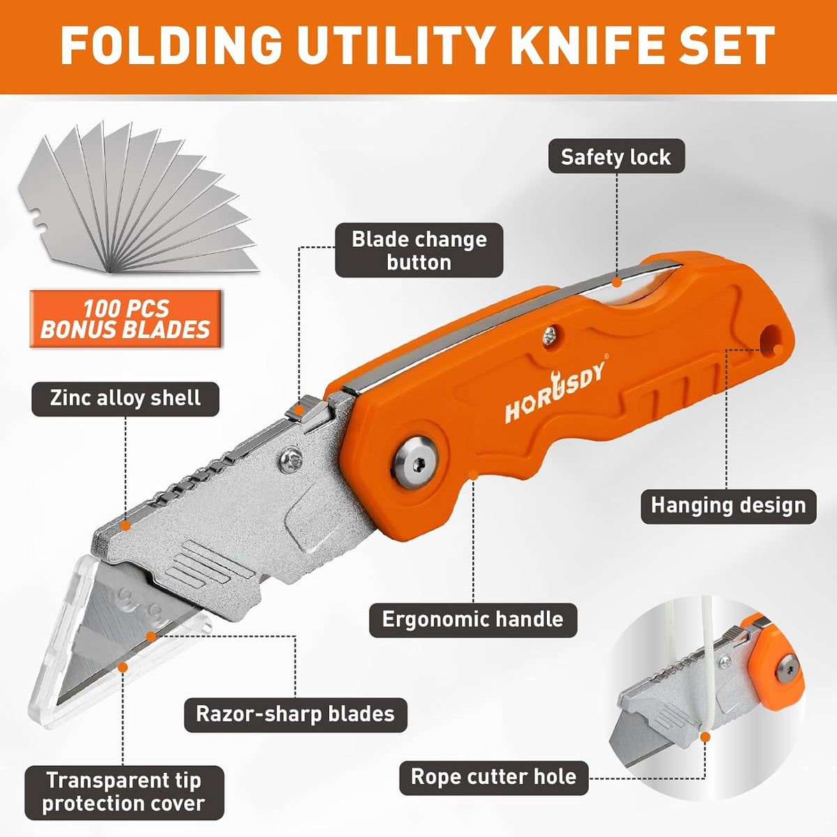 4-Pack Box Cutter Utility Knife, Heavy Duty Aluminum Shell Retractable Box Cutter for Cardboard, Boxes and Cartons, Extra 10 Blades