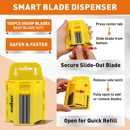 4-Pack Box Cutter Utility Knife, Heavy Duty Aluminum Shell Retractable Box Cutter for Cardboard, Boxes and Cartons, Extra 10 Blades