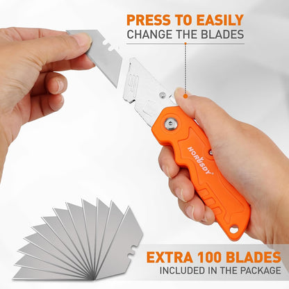 4-Pack Box Cutter Utility Knife, Heavy Duty Aluminum Shell Retractable Box Cutter for Cardboard, Boxes and Cartons, Extra 10 Blades