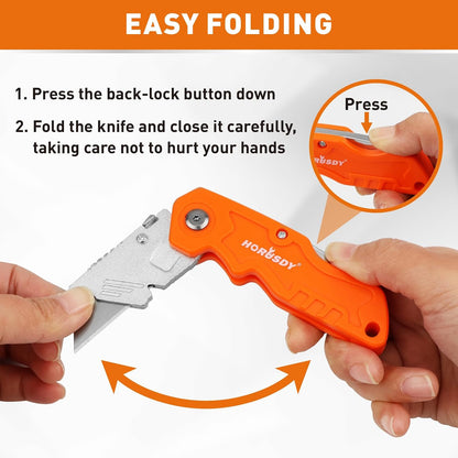 4-Pack Box Cutter Utility Knife, Heavy Duty Aluminum Shell Retractable Box Cutter for Cardboard, Boxes and Cartons, Extra 10 Blades